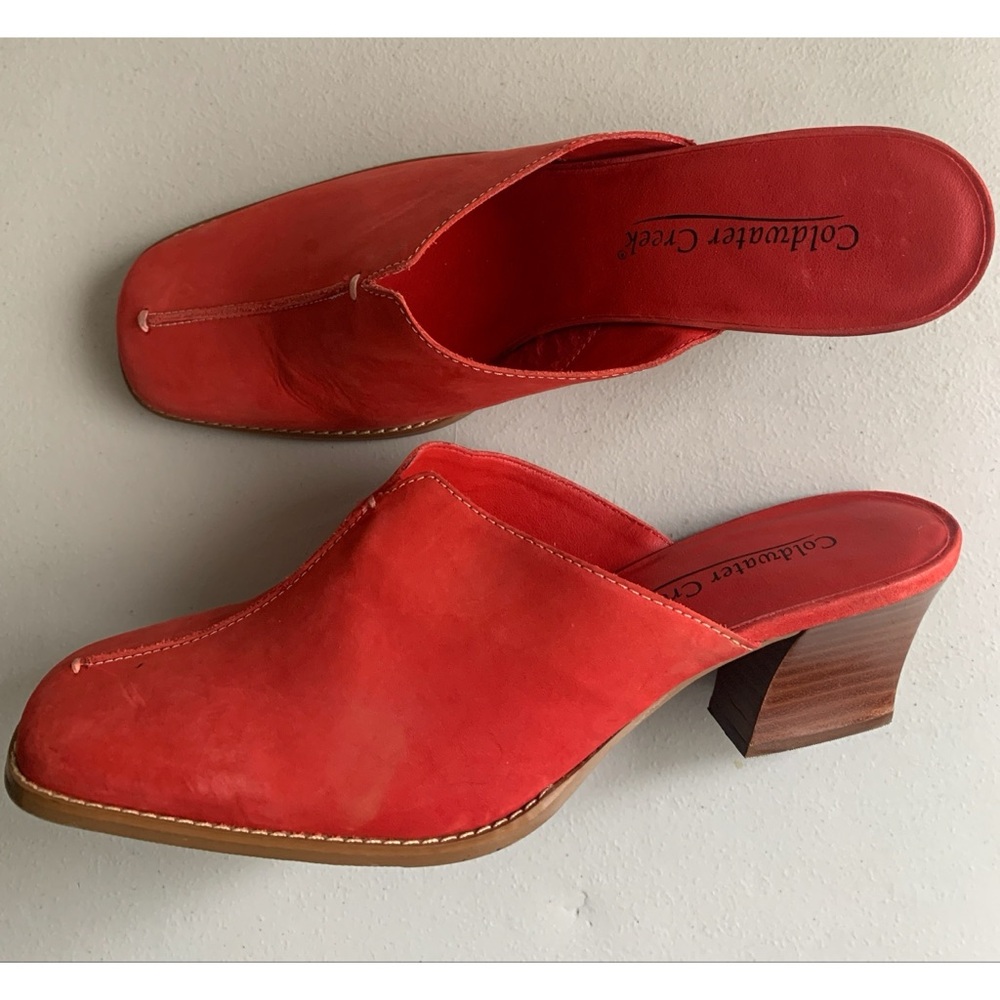 Coldwater Creek Red Suede Heeled Slip Ons Women’s Size 7.5